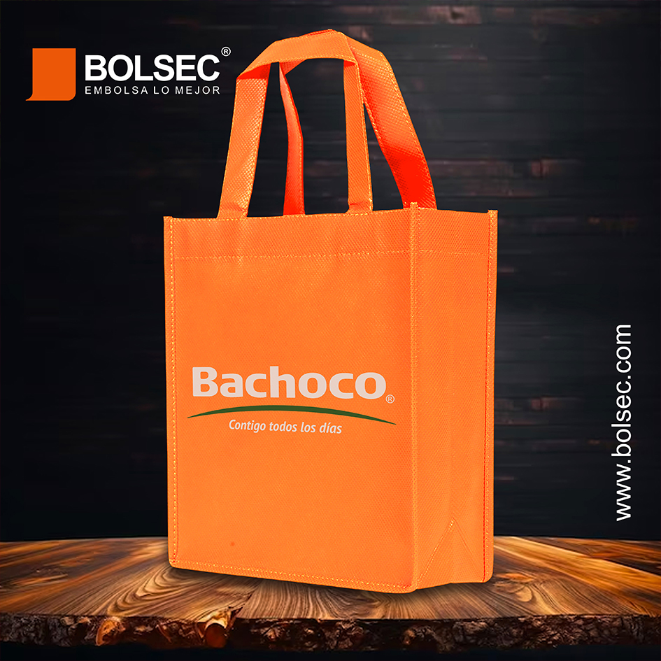 Bolsa ecologica de tela non woven con fuelle impresa