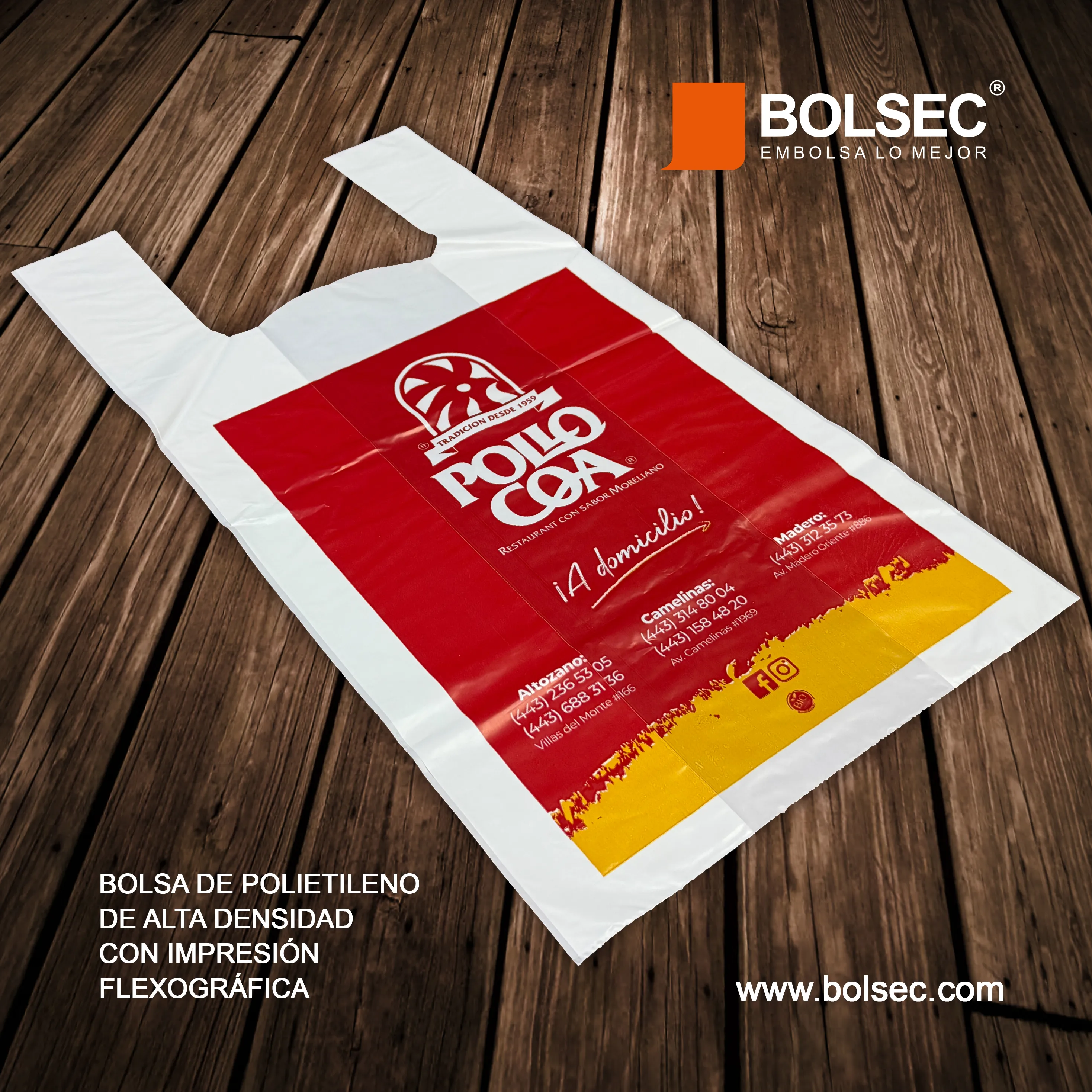 bolsas de polietileno tipo camiseta con impresion flexografica